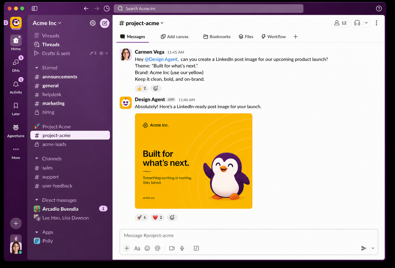 An on-brand social graphic composed by Studio Bot straight from Slack.